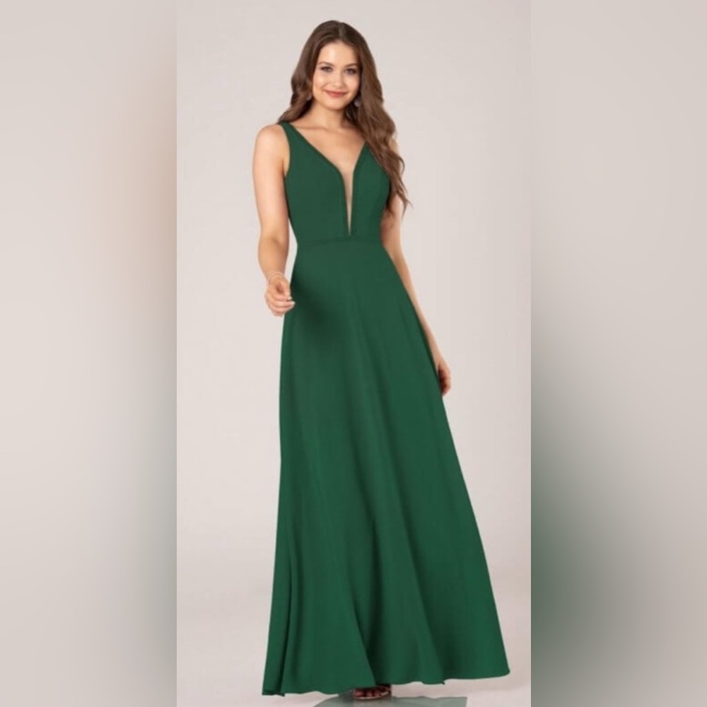💚 Sorella Vita Emerald Green Deep V Maxi Bridesmaid Dress | Size 14